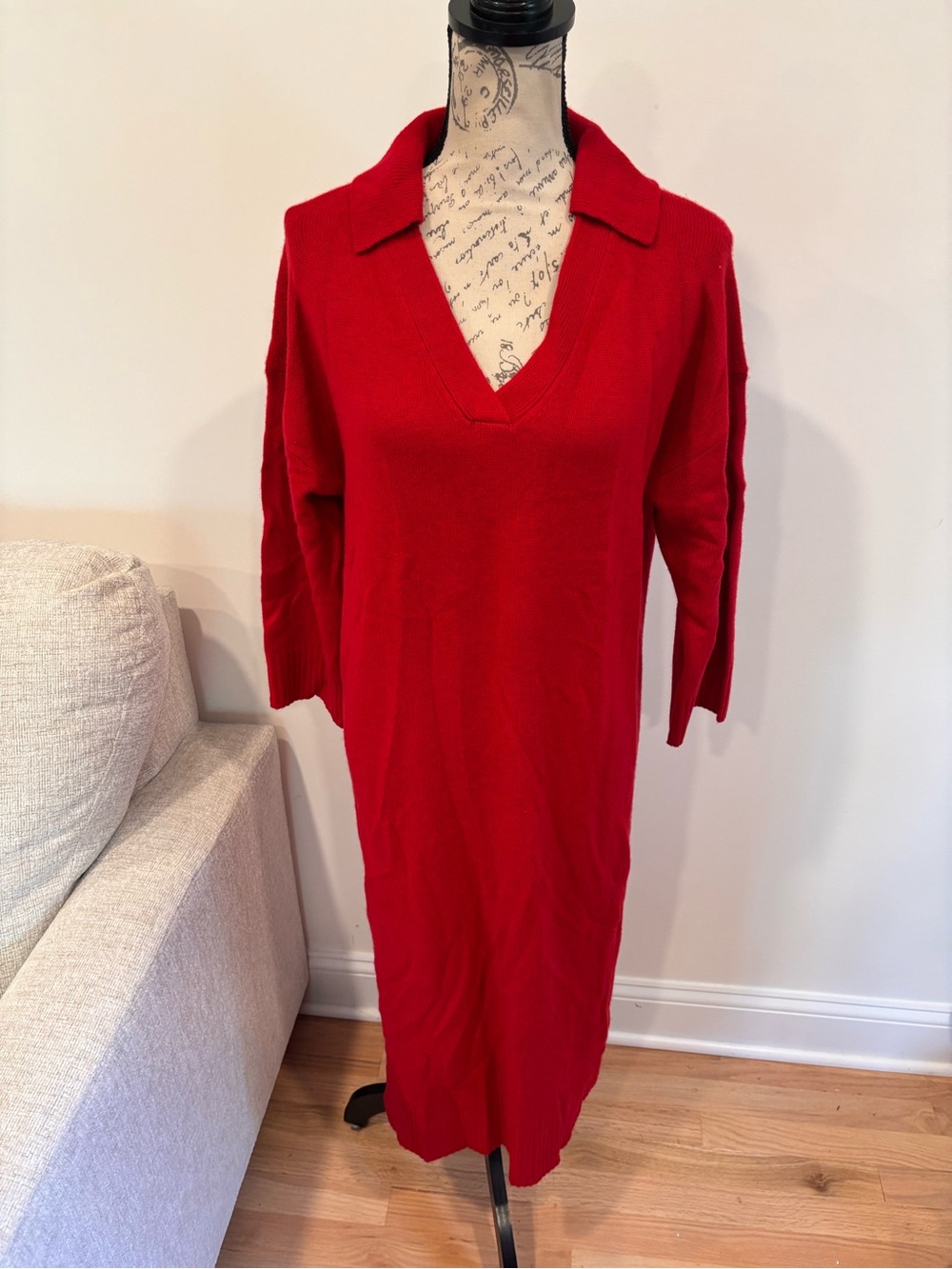 J.Crew Cashmere Collared Sweater-Dress in a vibrant festive red size XS/S NWT